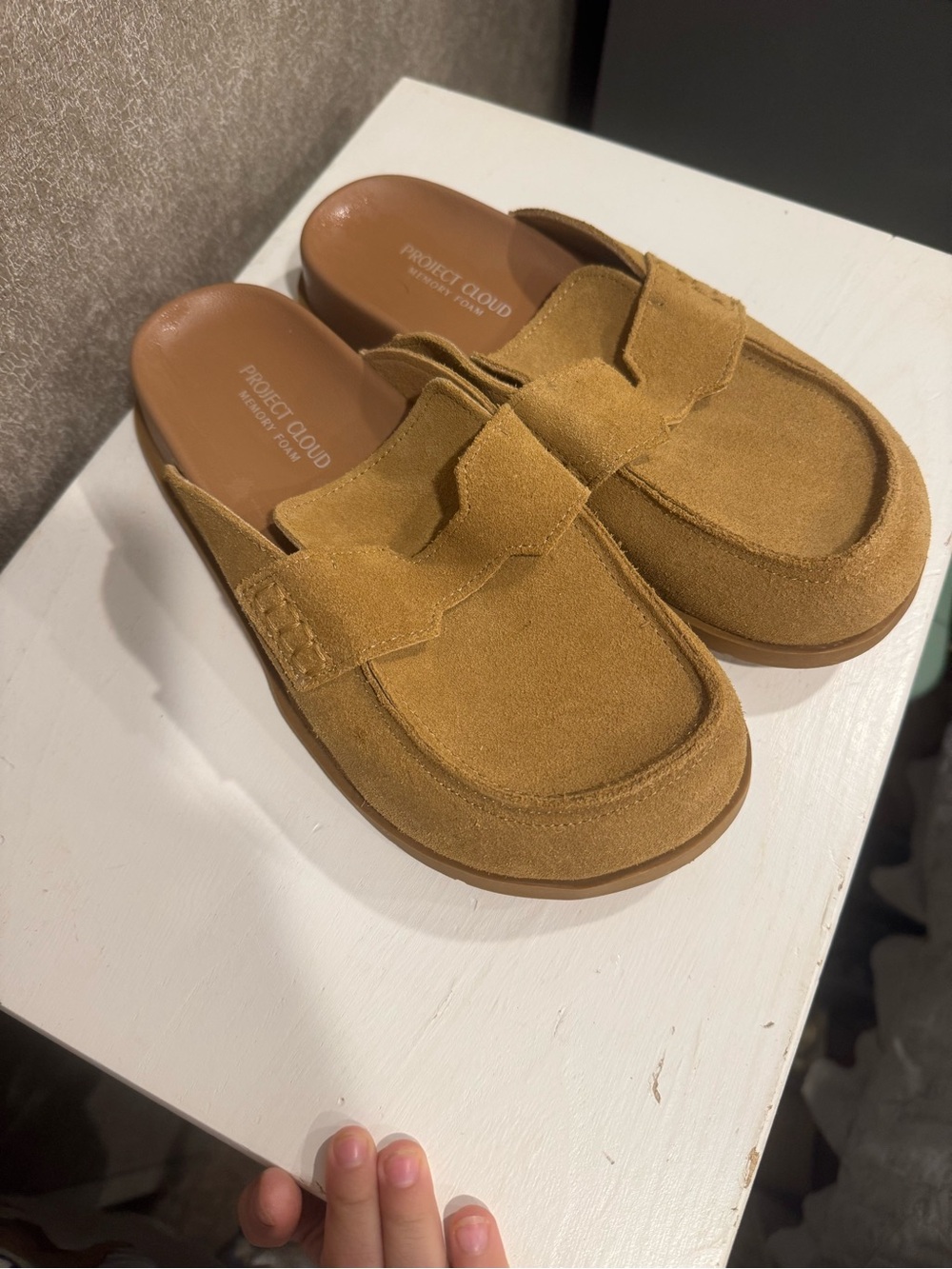 Project Cloud Shoes Women's Suede Mule Slide in Camel